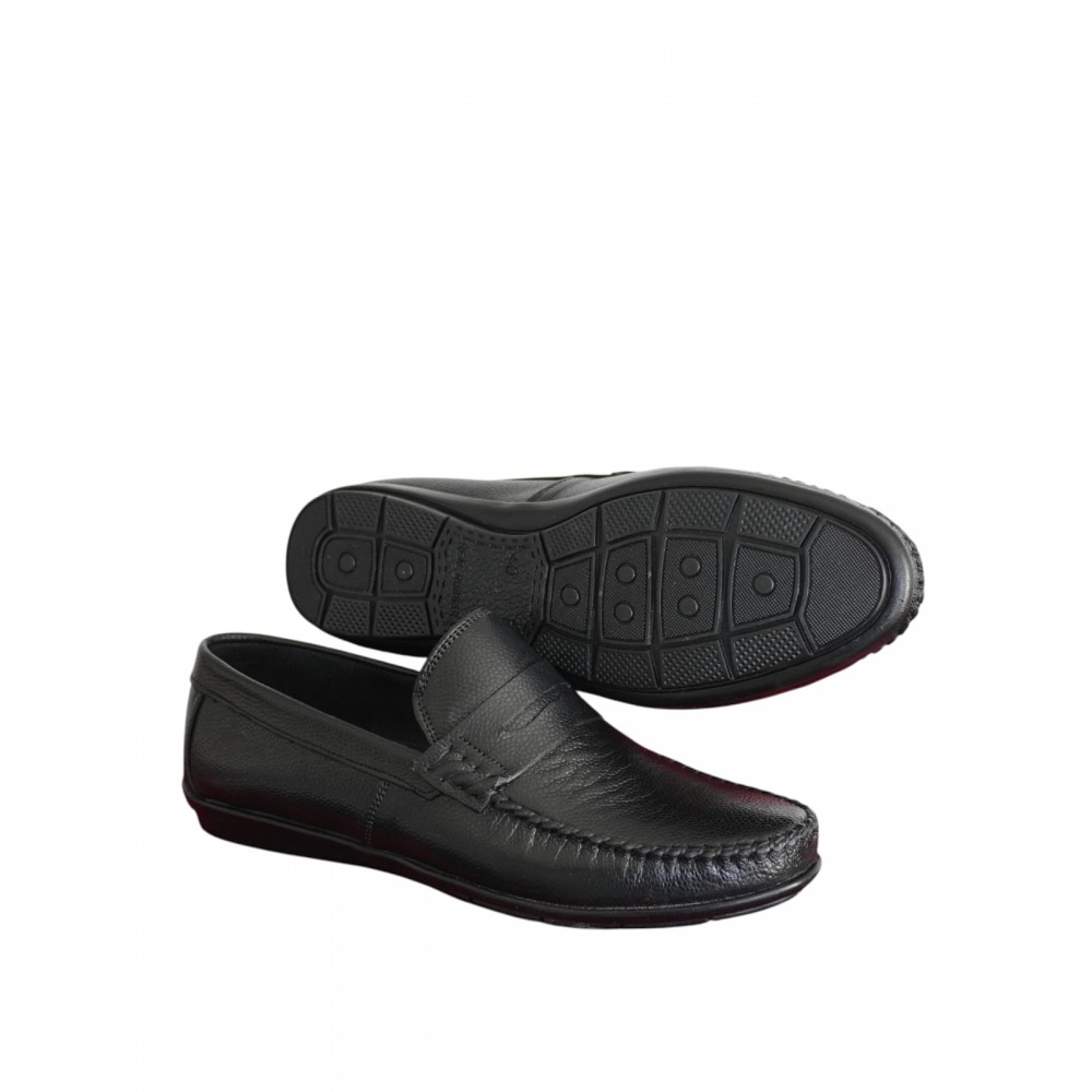 HON'S Hakiki Deri Siyah Erkek Loafer – Ultra Esnek Tabanlı Günlük Konfor Ayakkabı (MLK-SM )